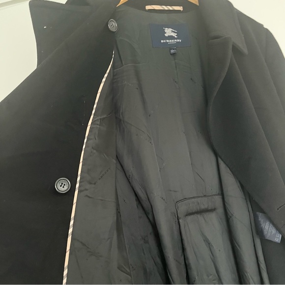Vintage Burberry Cashmere Blend Maxi Trench Coat, Black,12 - Picture 11 of 15